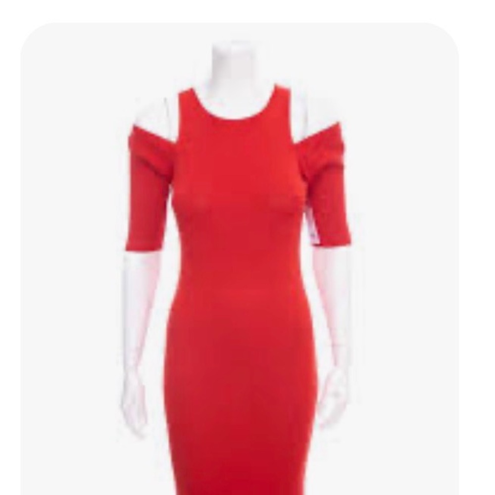 SHEIN Bold Red Off-Shoulder Midi Dress